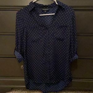 Small Navy Blue button down Fortune & Ivy Blouse